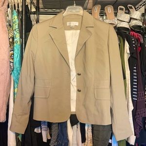 Petite Sophisticate Stretch Lined Khaki Blazer Size 6